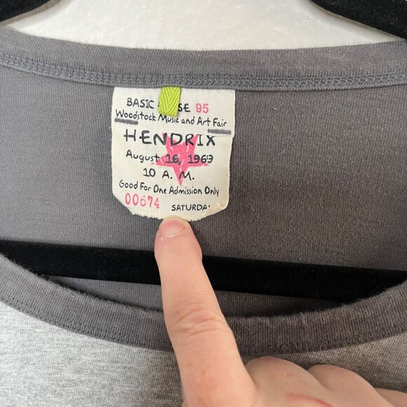 Basic House Gray Cardigan With Hendrix Woodstock Attached Graphic Tee 95 cm - Picture 4 of 12